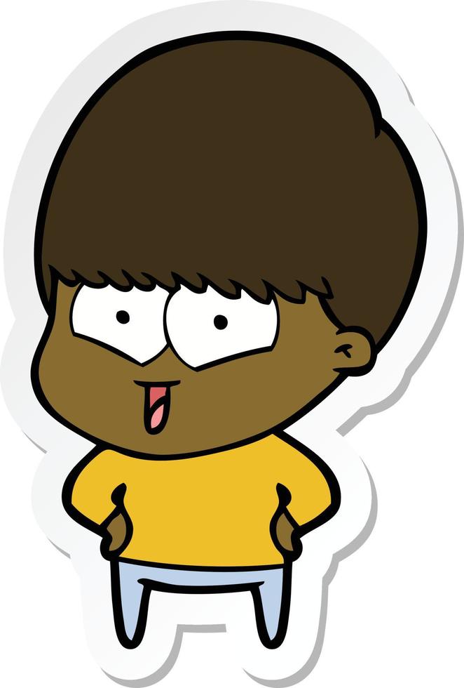 sticker of a cartoon happy boy vector