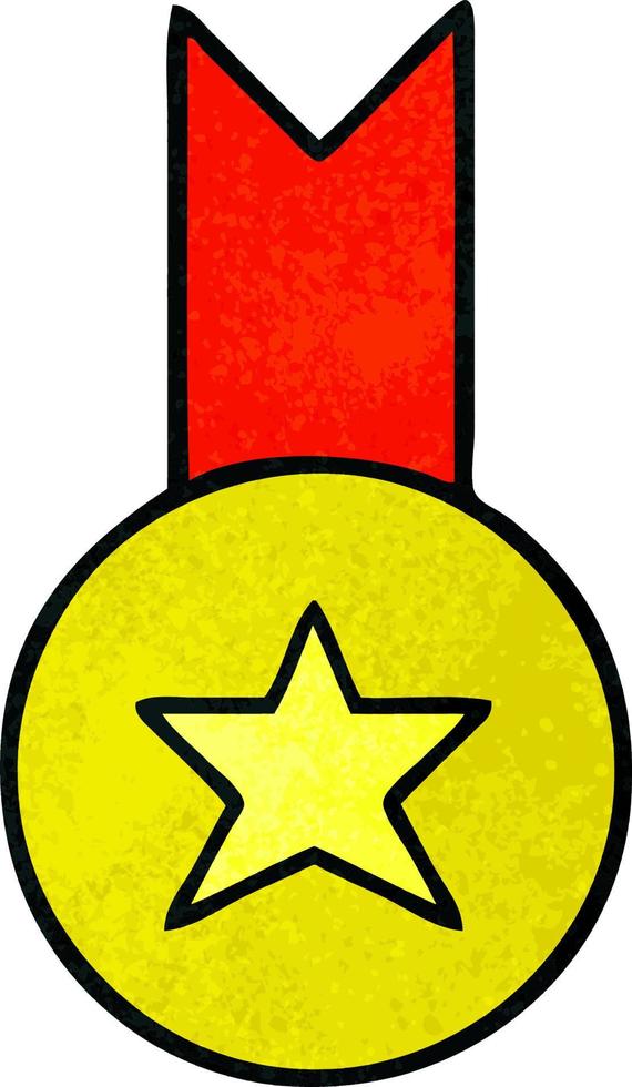 medalla de oro de dibujos animados de textura grunge retro vector