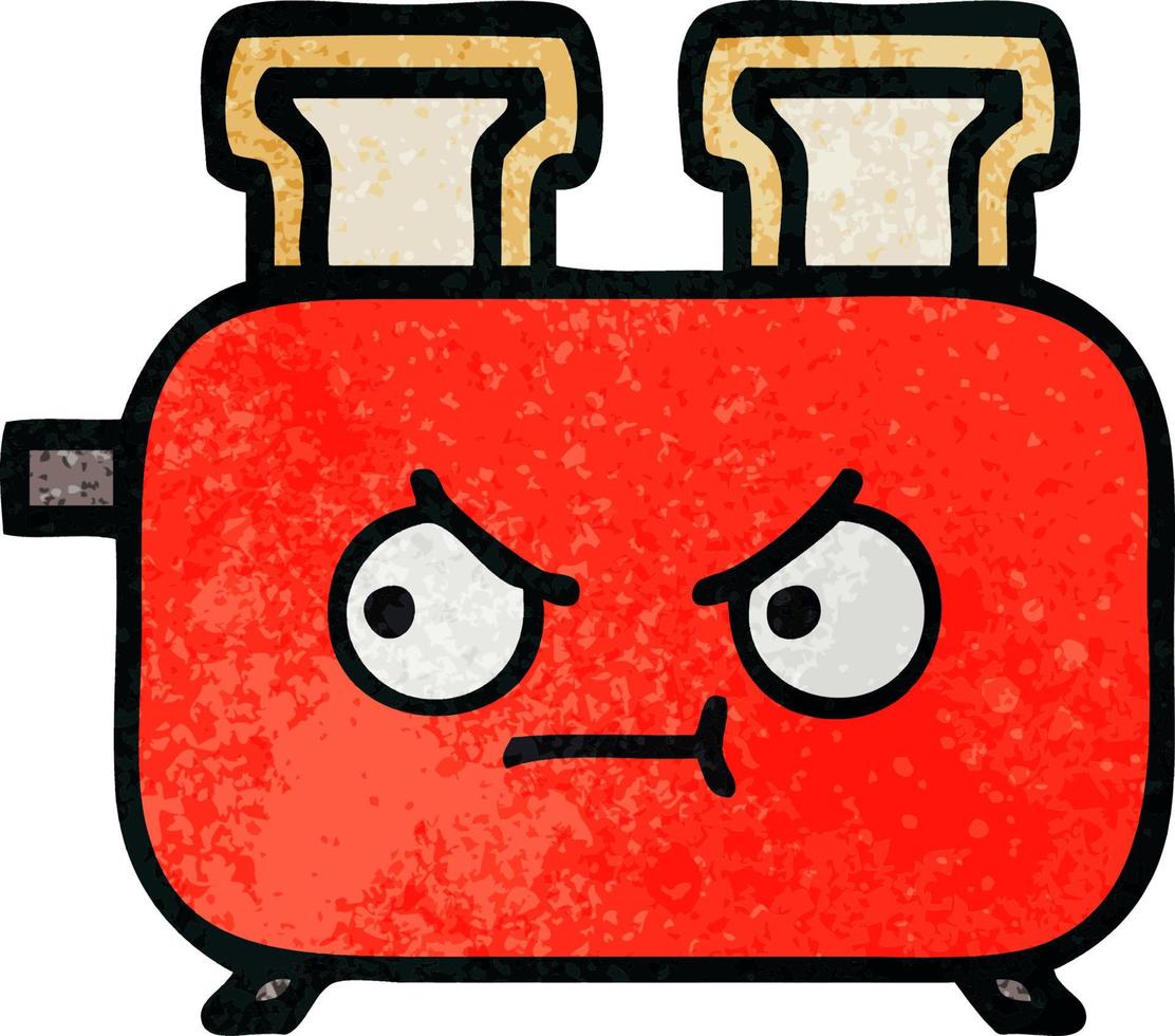 retro grunge texture cartoon of a toaster vector