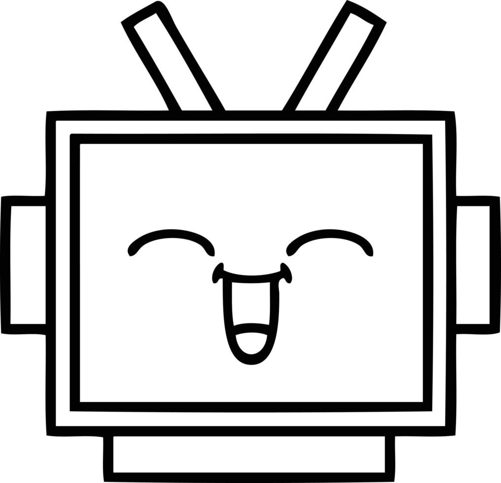 line drawing cartoon robot head vector