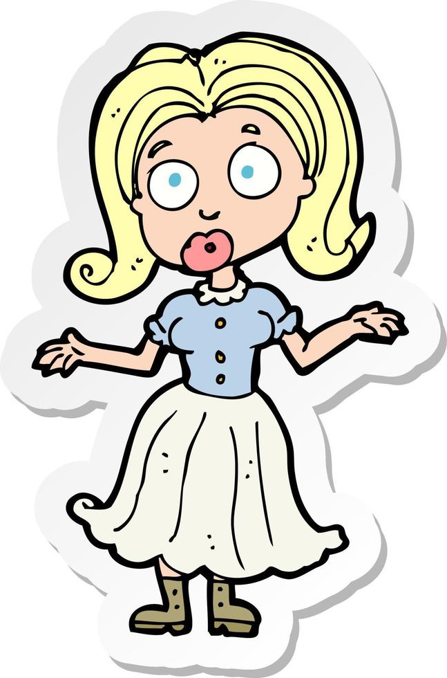sticker of a cartoon confused girl vector