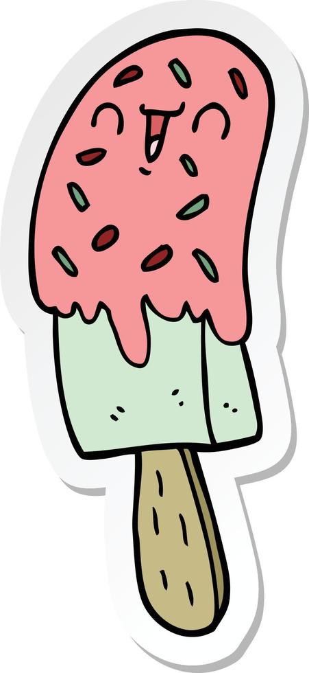 sticker of a cartoon ice lolly vector