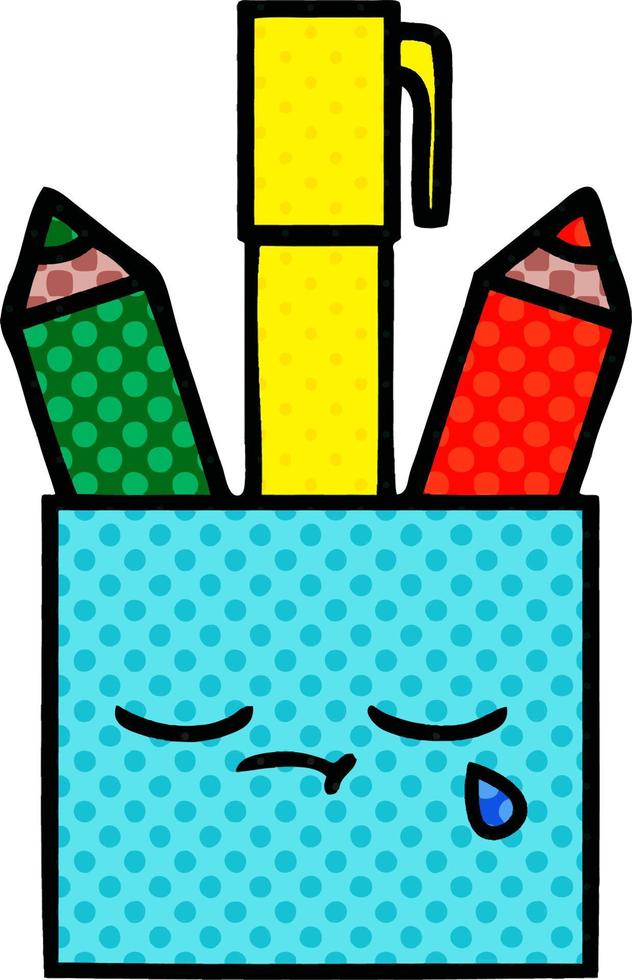 comic book style cartoon pencil pot vector