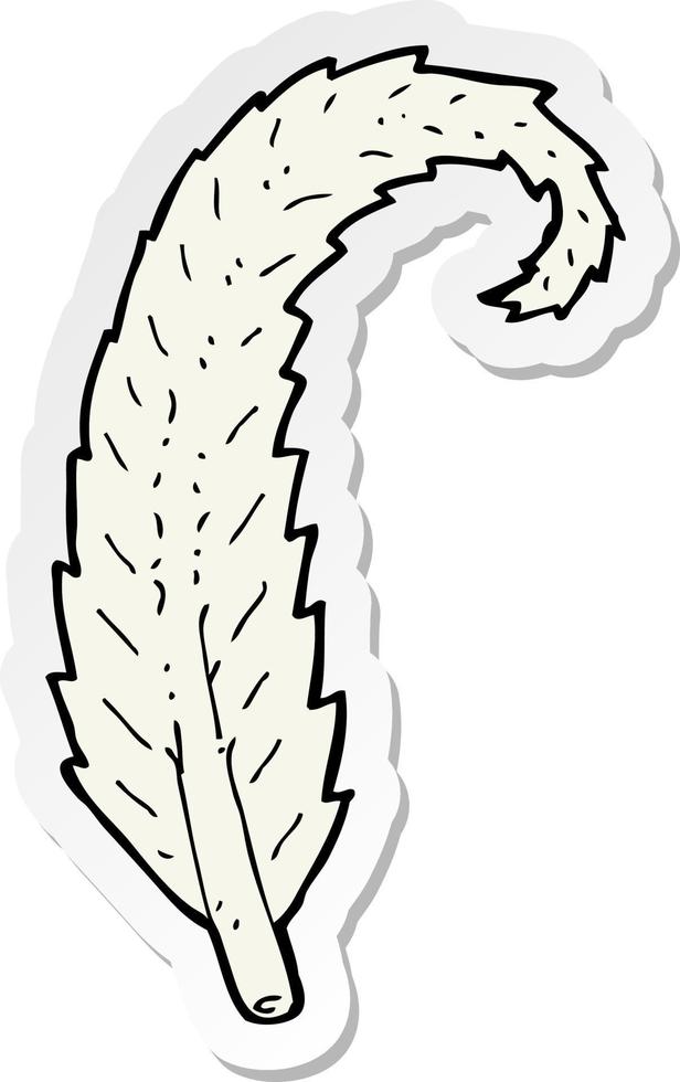 sticker of a cartoon feather vector