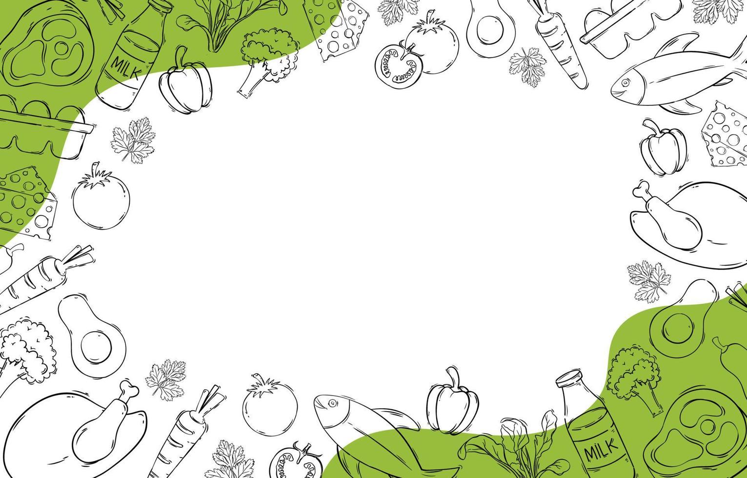 Hand Drawn Organic Food Ingredient Background vector