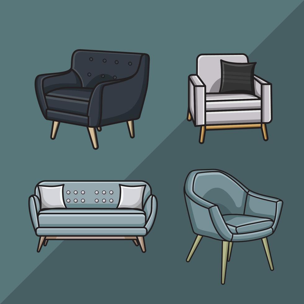 set of several flat chair vector