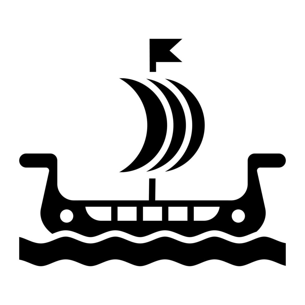 icono de glifo de barco vikingo vector