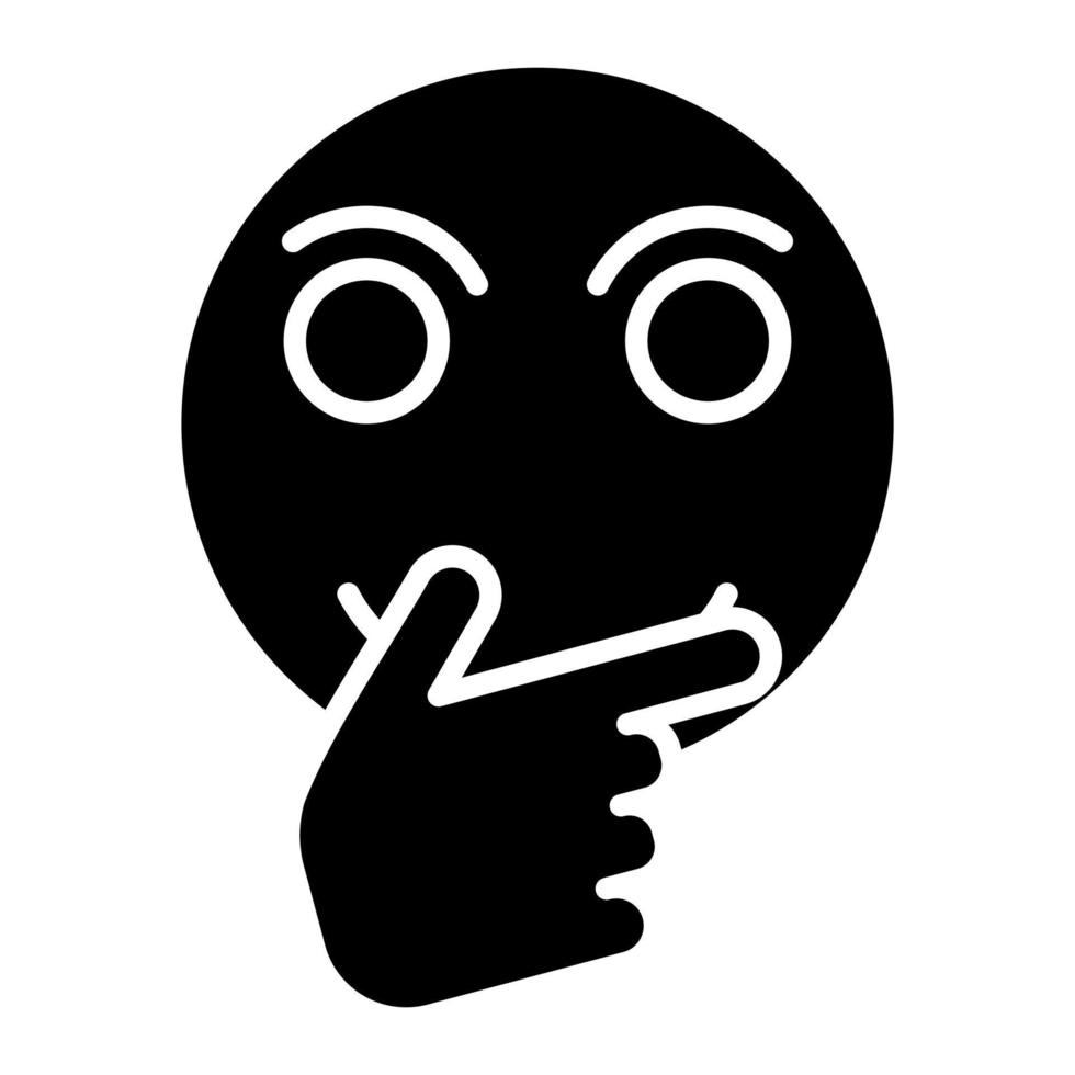 Thinking Face Glyph Icon vector