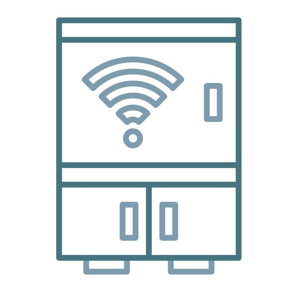 icono de dos colores de línea de refrigerador inteligente vector