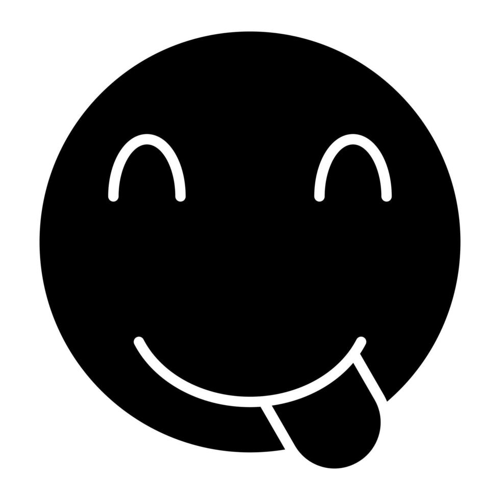 Face Savoring Food Glyph Icon vector