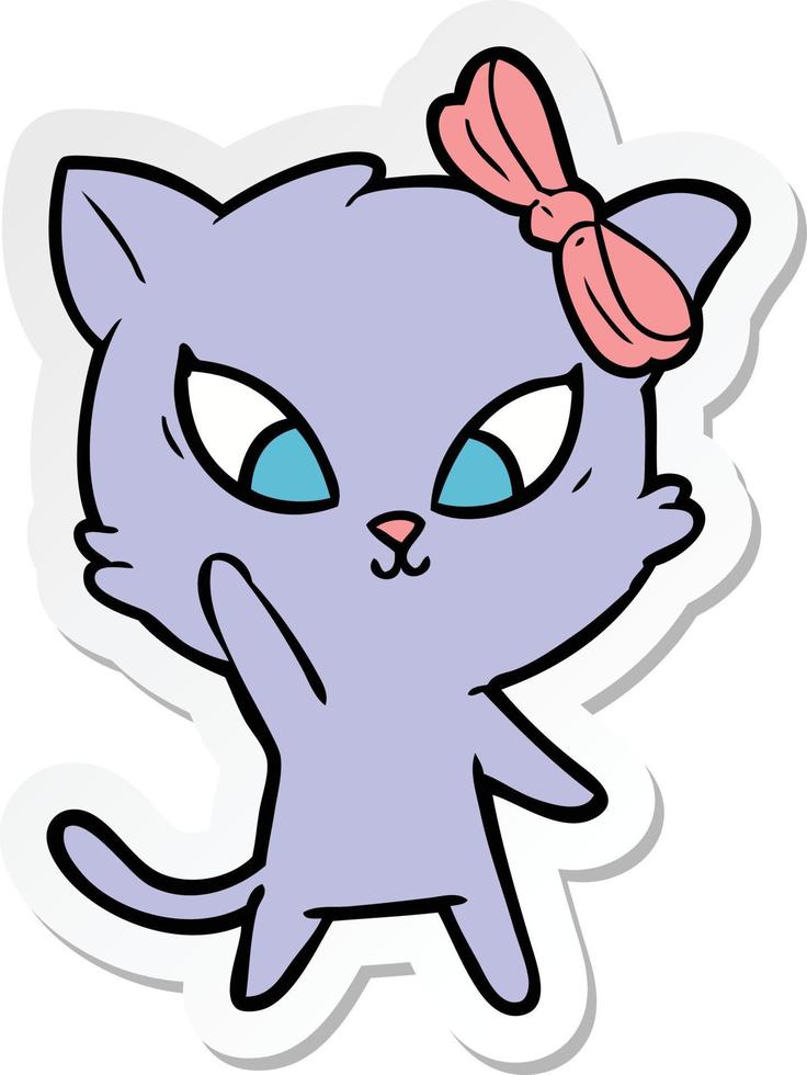 sticker of a cartoon cat vector