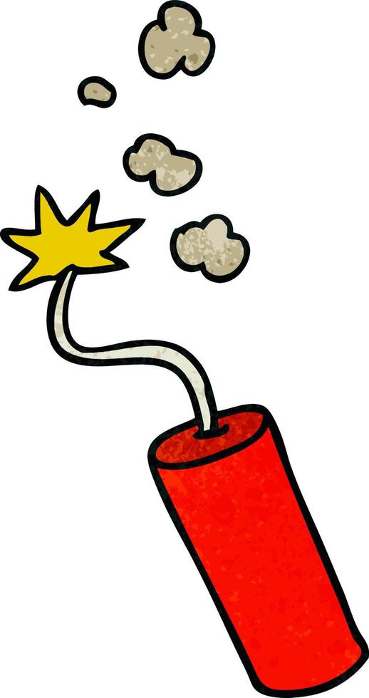 textured cartoon doodle of a lit dynamite stick vector