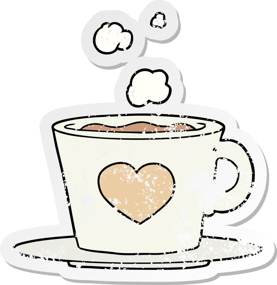 distressed sticker of a a lovely cup of coffee vector