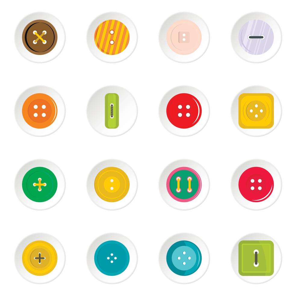 Clothes button icons set in flat style vector