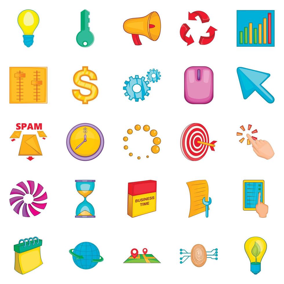 Idea icons set, cartoon style vector