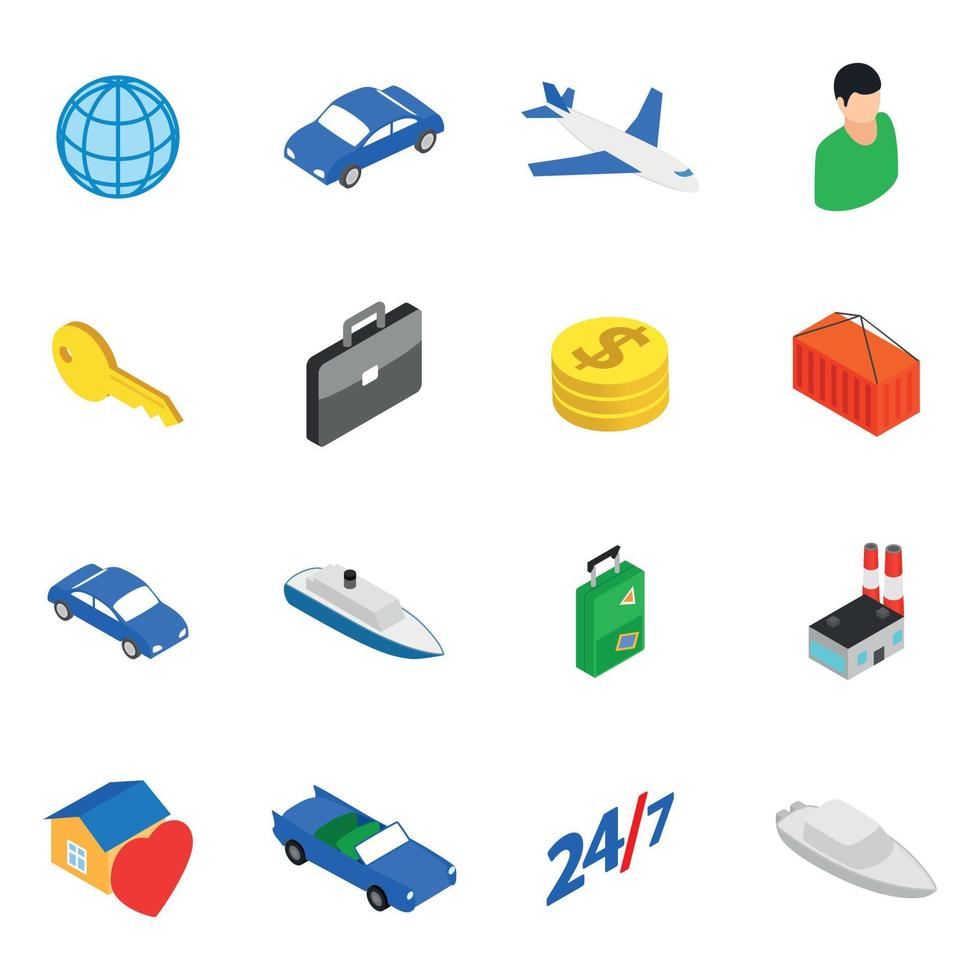 Movement icons set, isometric style vector
