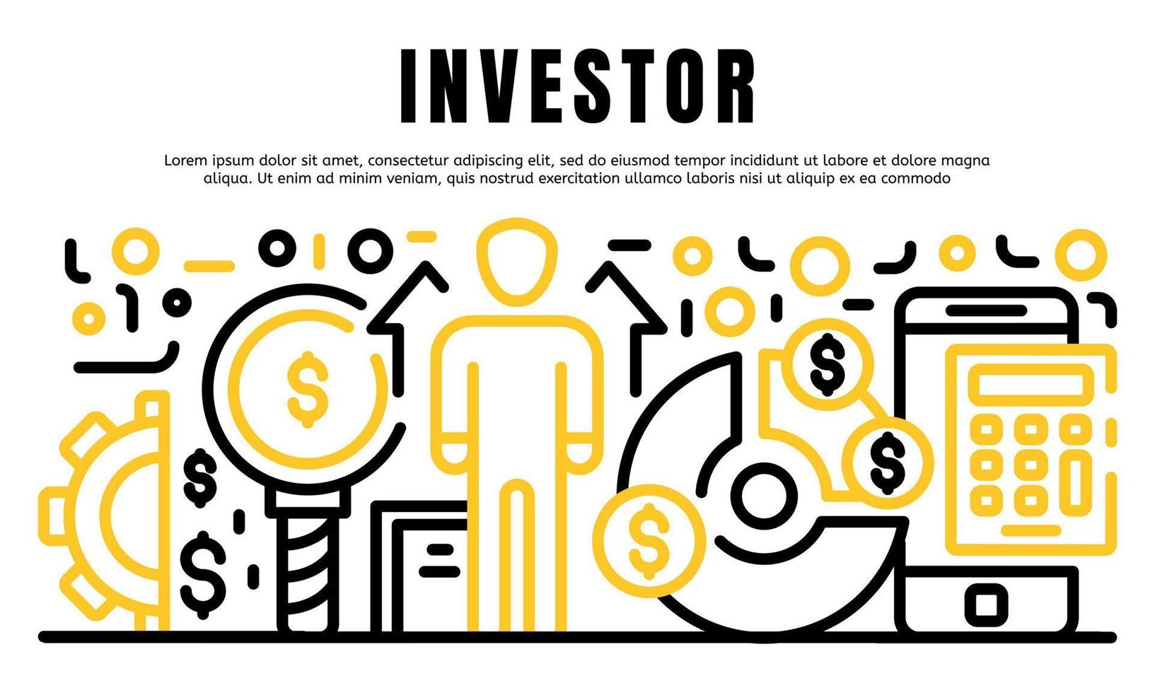 Investor banner, outline style vector