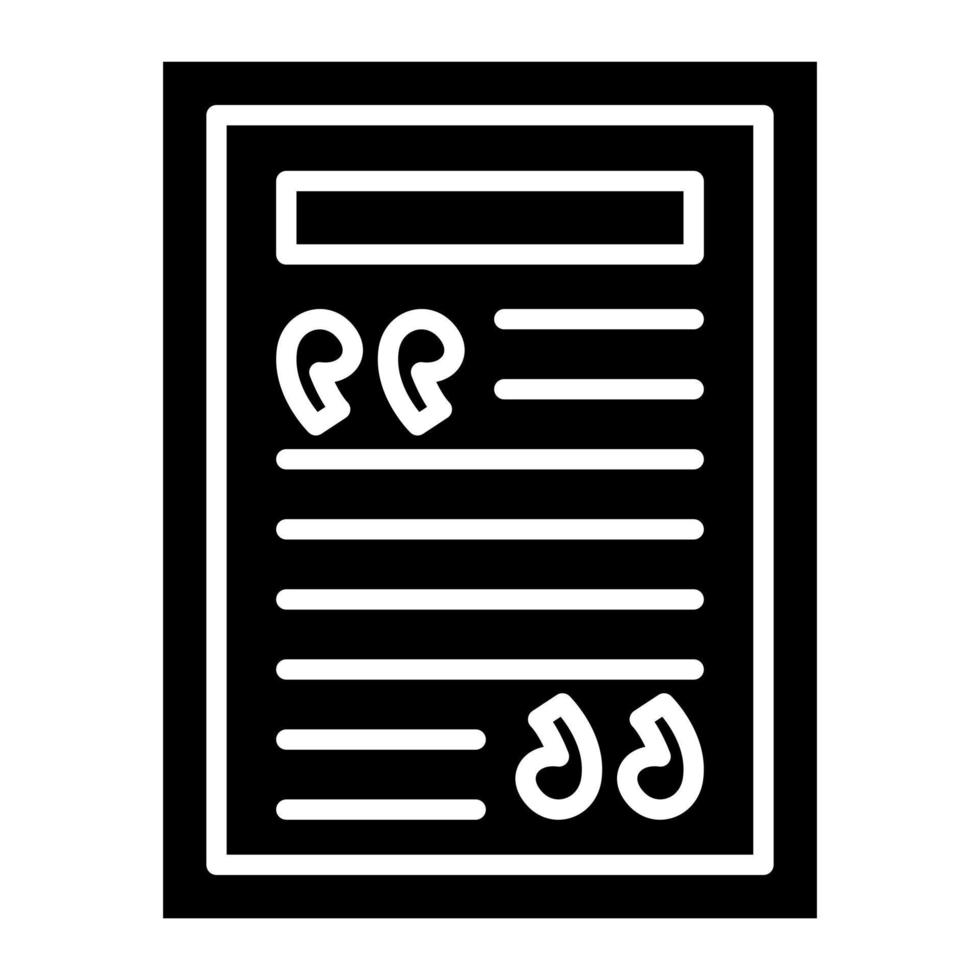 Quotes Glyph Icon vector