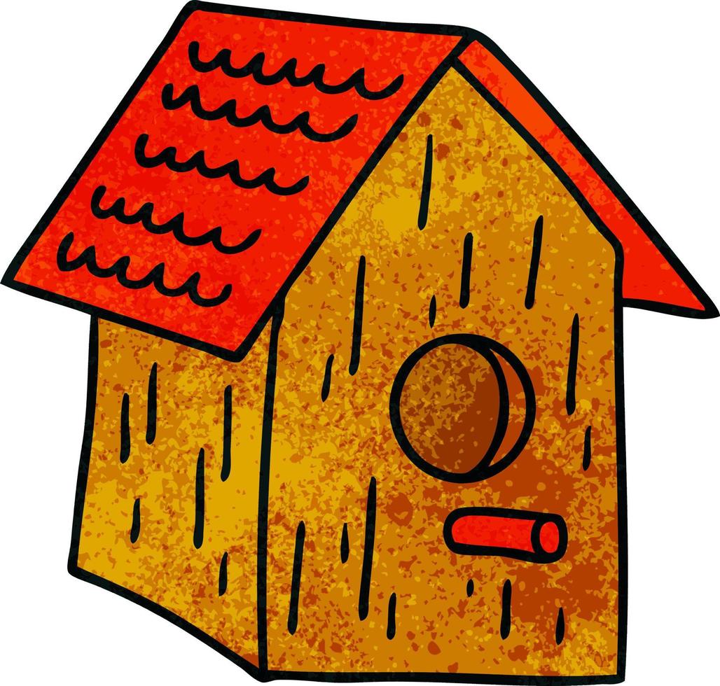 textured cartoon doodle of a wooden bird house vector
