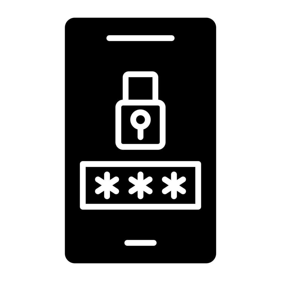 Mobile Password Glyph Icon vector