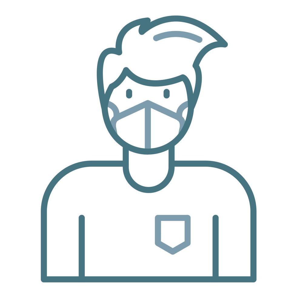 Man Wearing Mask Line Two Color Icon vector