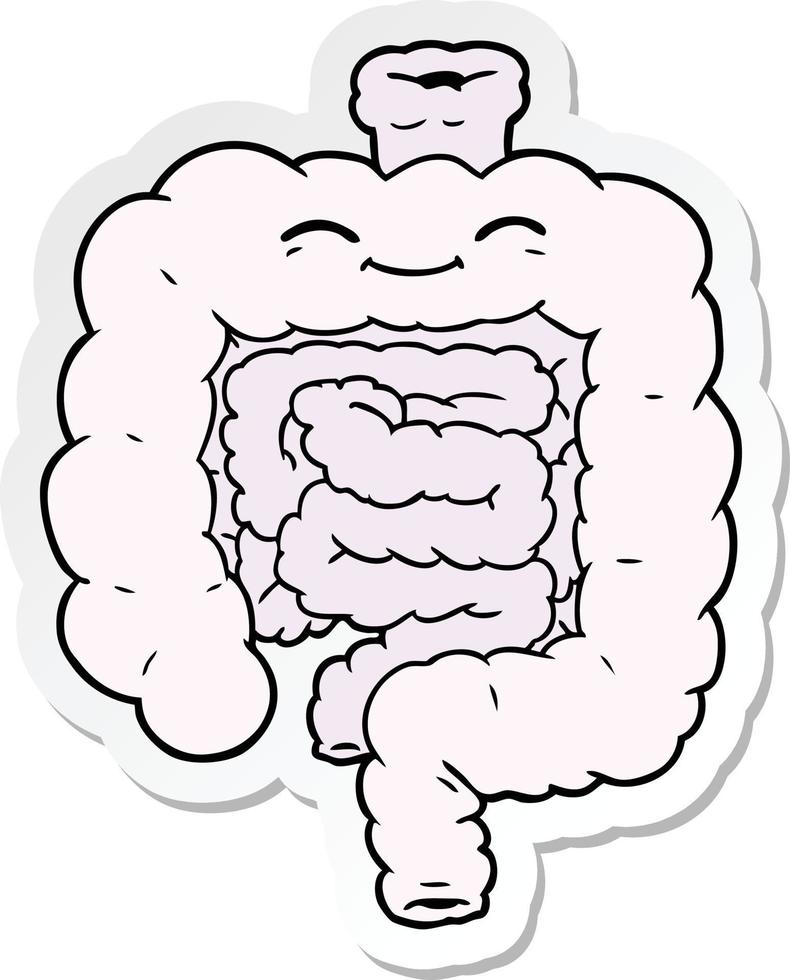 sticker of a cartoon intestines vector