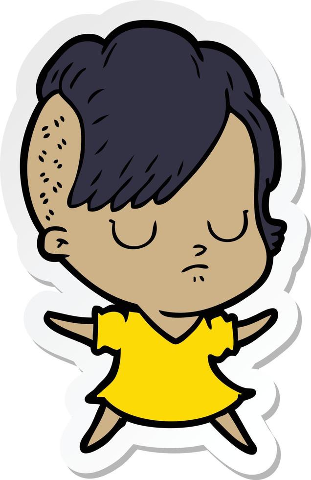 sticker of a cartoon woman vector