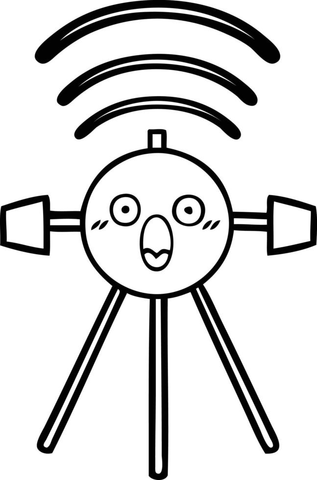line drawing cartoon satellite vector