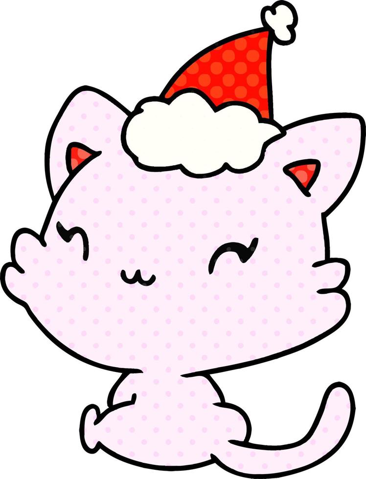 christmas cartoon of kawaii cat vector