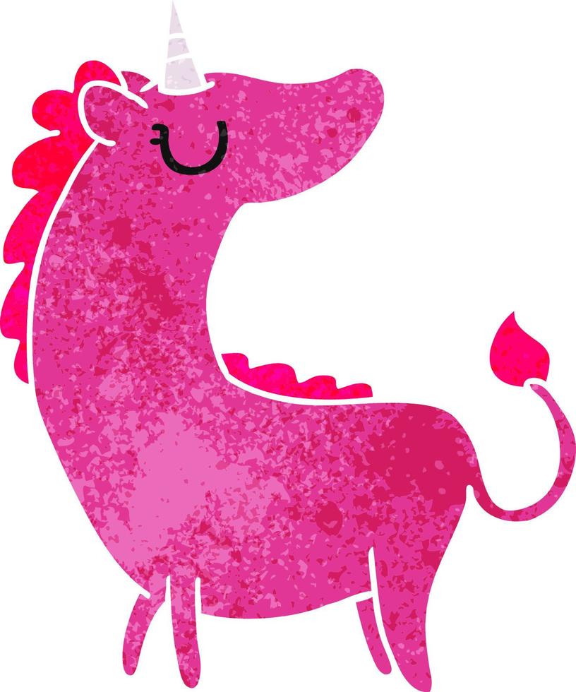 retro cartoon of cute kawaii unicorn vector