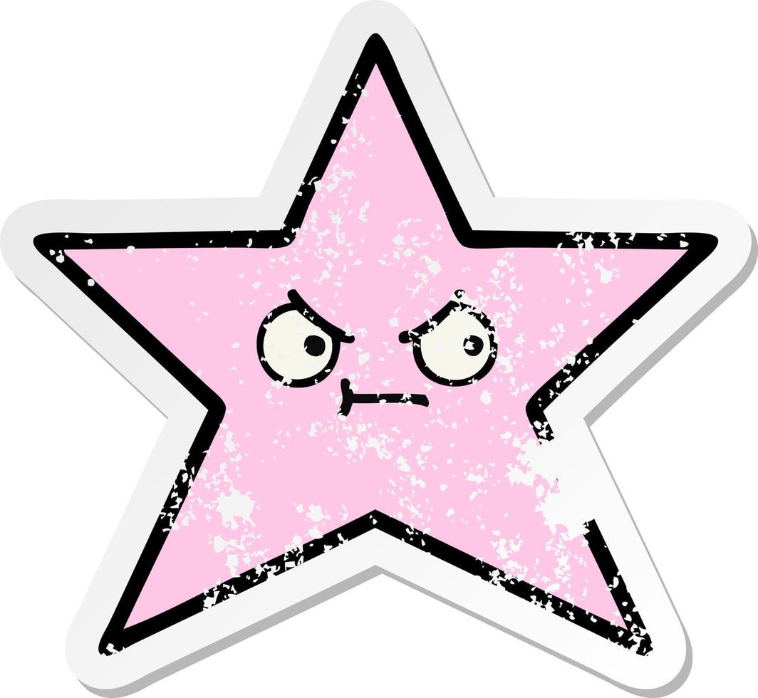 distressed sticker of a cute cartoon star fish vector