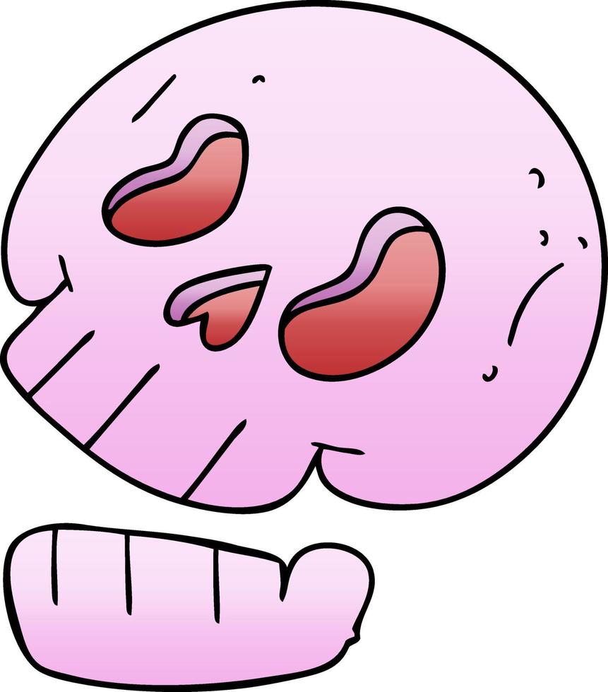 quirky gradient shaded cartoon skull vector