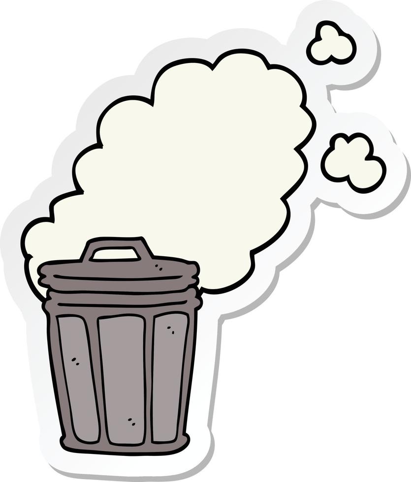 sticker of a cartoon stinky garbage can vector