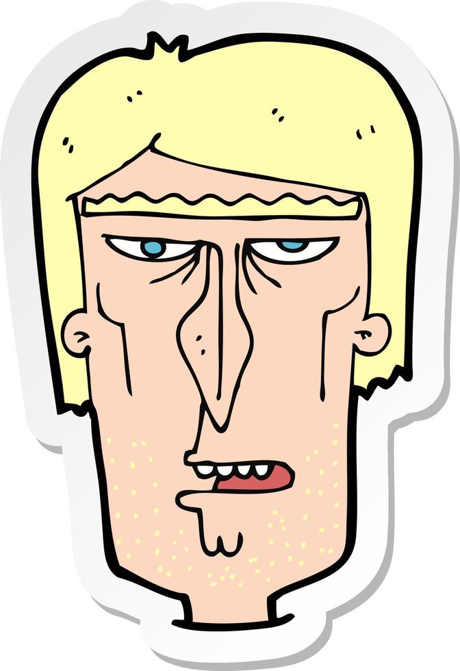 sticker of a cartoon angry face vector