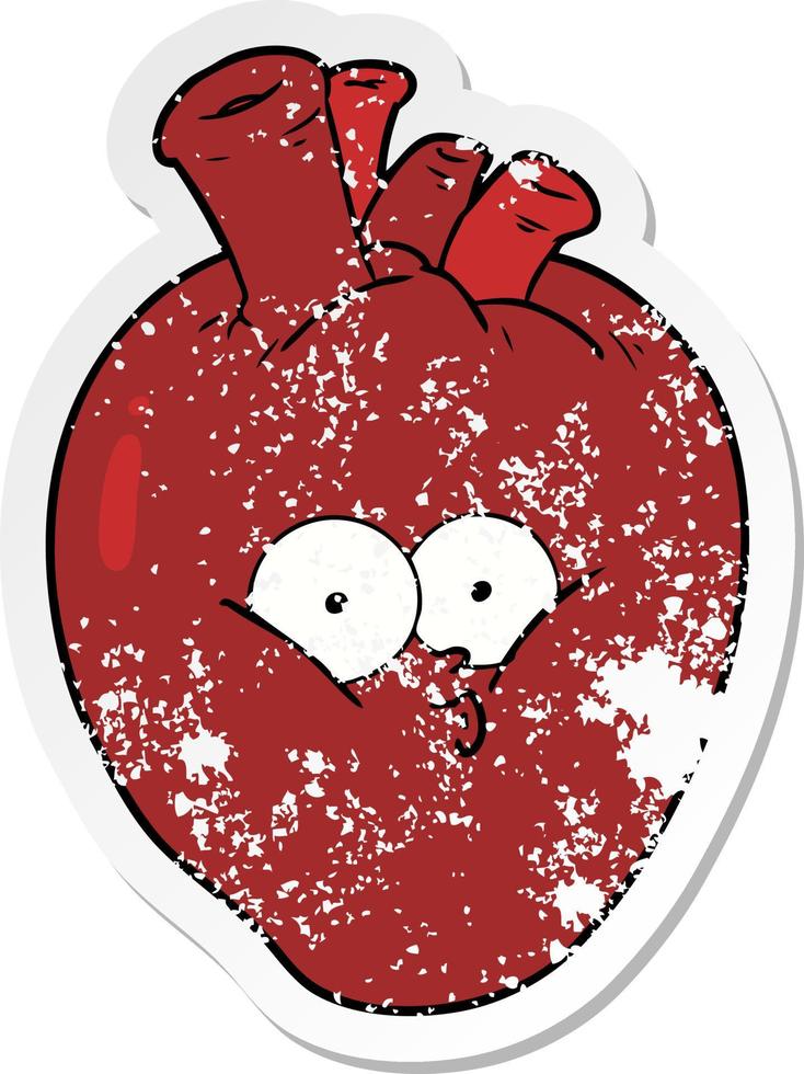 distressed sticker of a cartoon confused heart vector