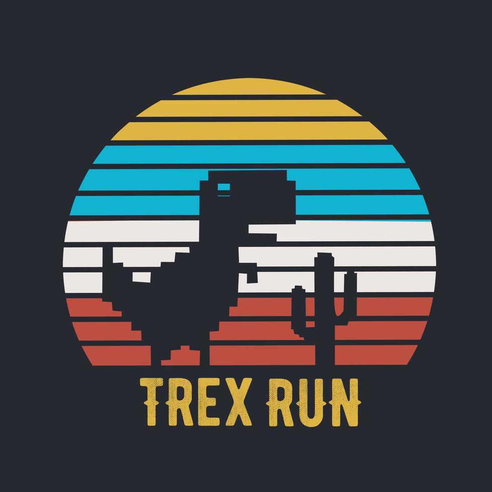 illustration vector of trex run in sunset view,perfect for print,apparel,etc.