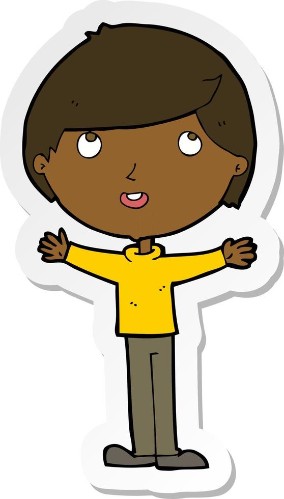 sticker of a cartoon happy boy vector