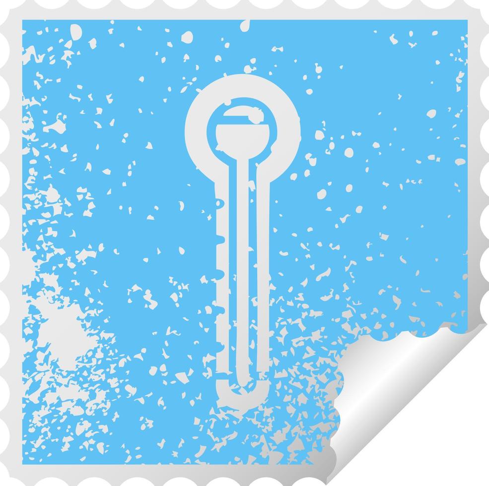 distressed square peeling sticker symbol glass thermometer vector