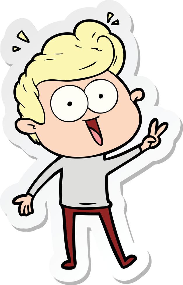 sticker of a cartoon staring man vector