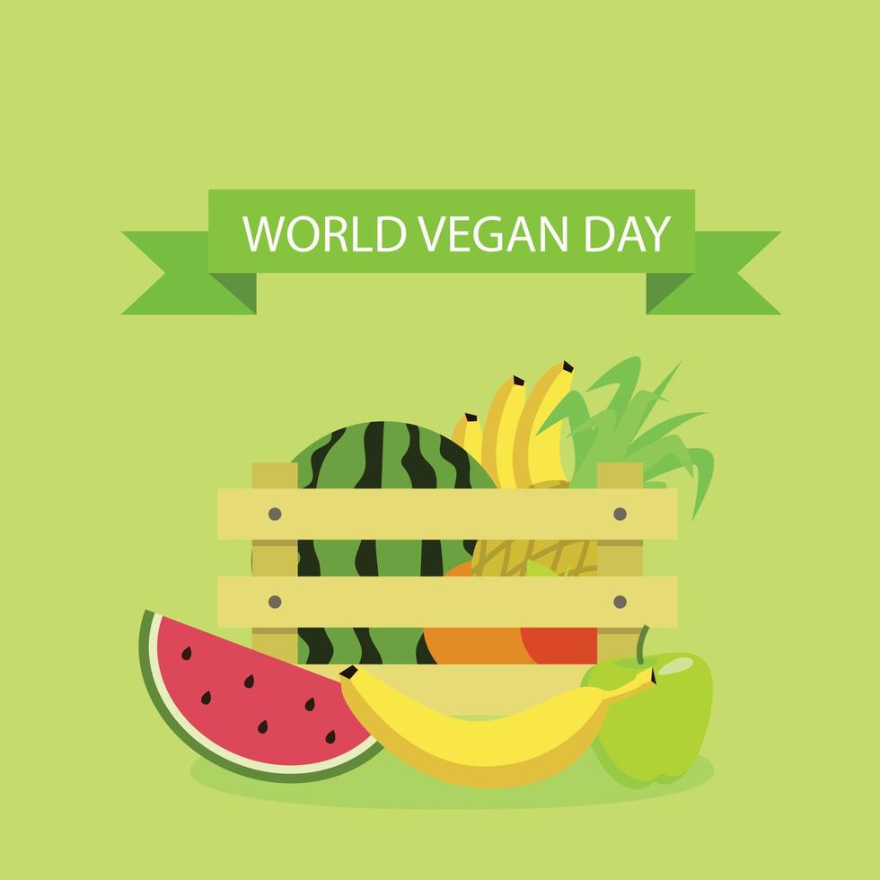 Global vegan day concept background, flat style vector