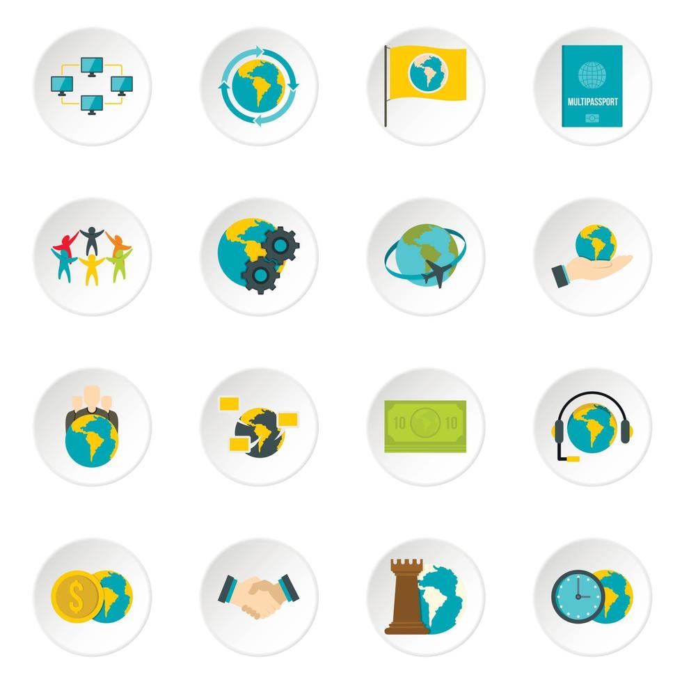 Global connections icons set in flat style vector