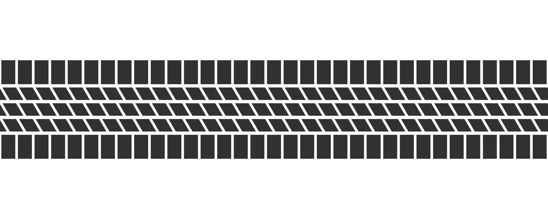 Auto tire tread seamless elements. Car tire patterns, wheel tyre tread track. Tyre print. Set of vector illustrations isolated on white background