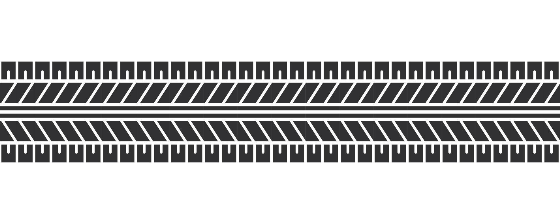 Auto tire tread seamless elements. Car tire patterns, wheel tyre tread track. Tyre print. Set of vector illustrations isolated on white background