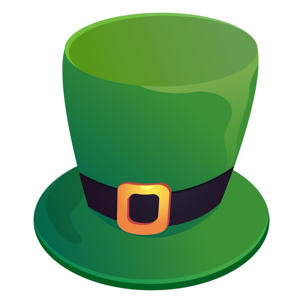 Green top hat with gold buckle. Vector illustration of a green hat on a white background.