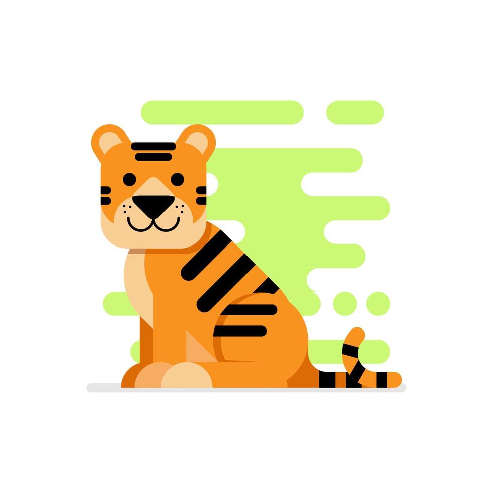 a tiger is sitting and smiling logo illustration vector