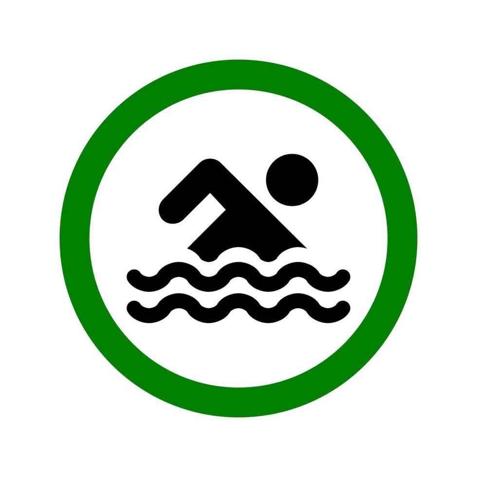 allowed swimming area sign logo vector