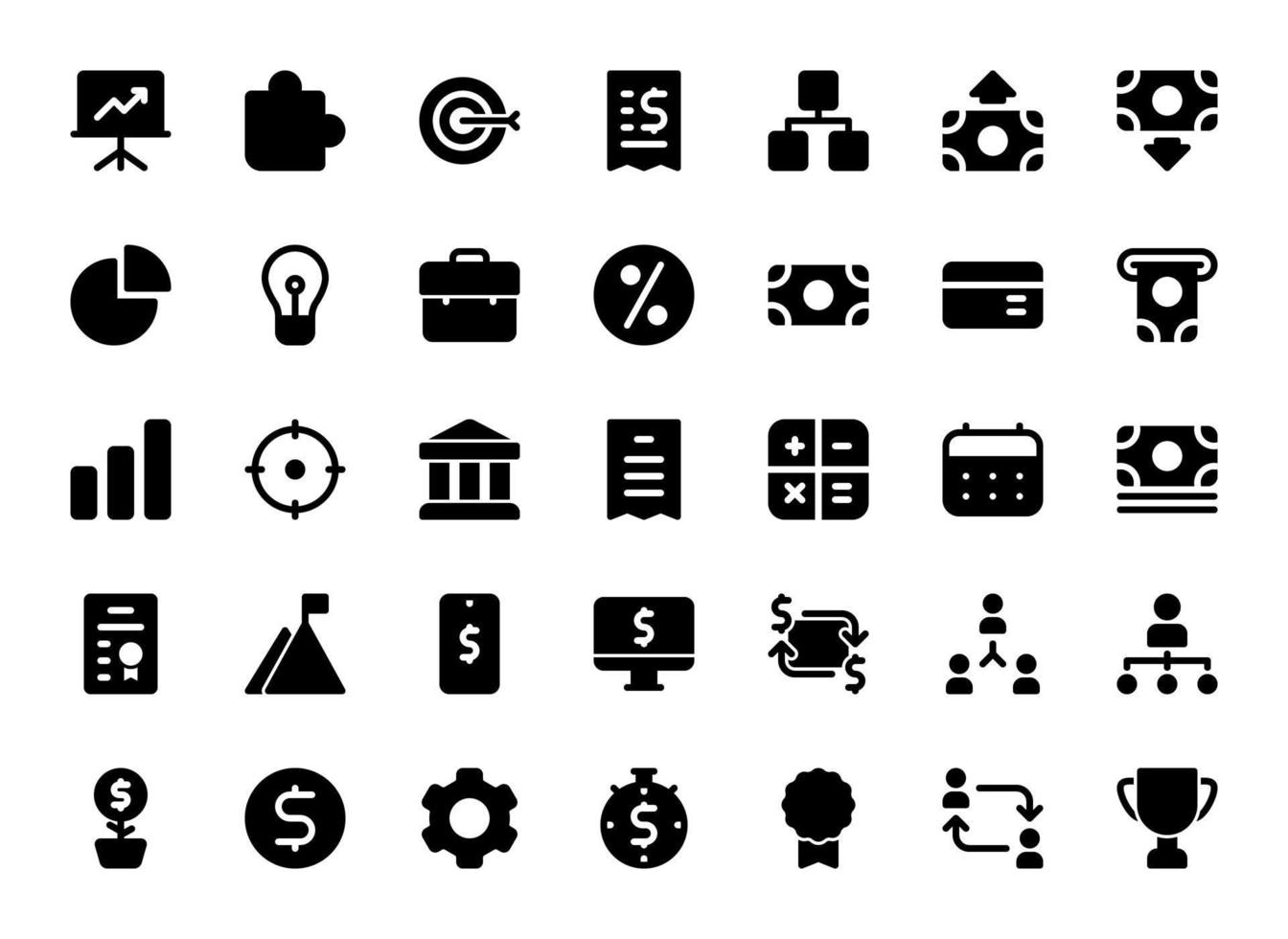 paquete de iconos sólidos básicos de negocios vector