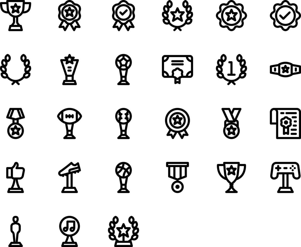 Awards basic line icons set vector