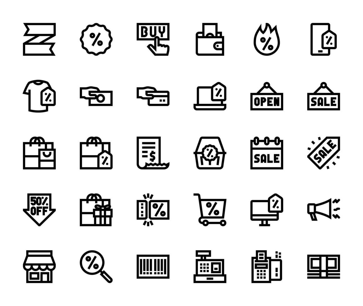 black friday calin basic line icons pack. vector