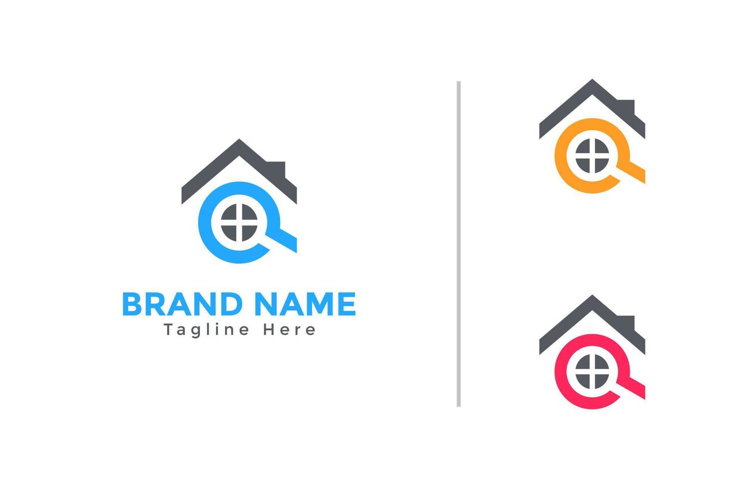 Home search inspection logo design vector. Real estate logo template vector